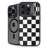 Black and White Checkered iPhone 15 Pro Kickstand Case
